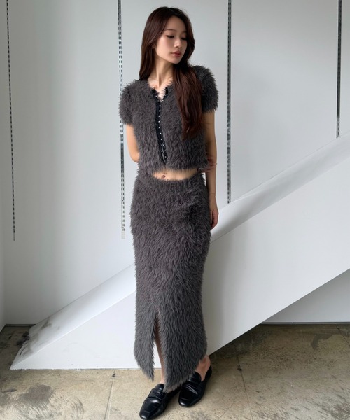 SENEE(セニー)の「front hook feather knit tops(フロントホックフェザーニットトップス)(ニット/セーター・レディース・グレー/アイボリー/ブラック・FREE)」の19枚目の写真