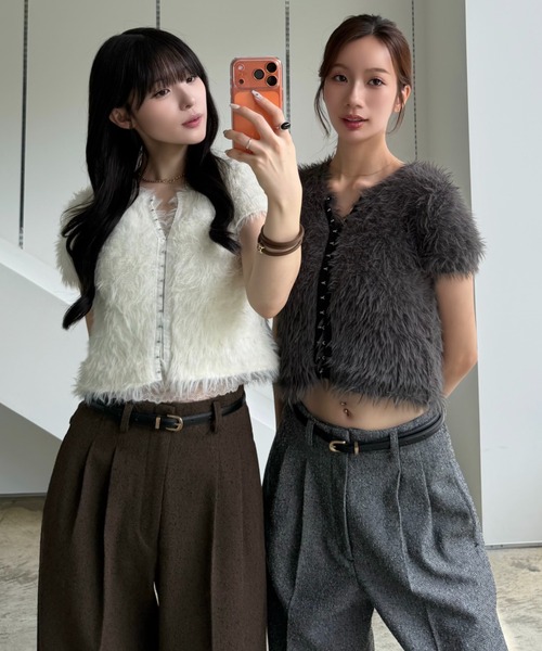 SENEE(セニー)の「front hook feather knit tops(フロントホックフェザーニットトップス)(ニット/セーター・レディース・グレー/アイボリー/ブラック・FREE)」の20枚目の写真
