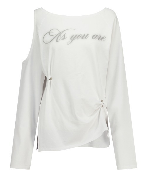 as you are(アズユーアー)の「◇ASYOUARE◇ブランド直輸入正規品/カットアウト ピアッシング ロング スリーブ CUT-OUT PIERCING LONG SLEEVE(Tシャツ/カットソー・レディース・ホワイト/チャコール・FREE)」の7枚目の写真