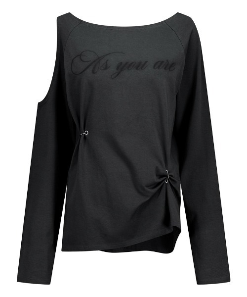 as you are(アズユーアー)の「◇ASYOUARE◇ブランド直輸入正規品/カットアウト ピアッシング ロング スリーブ CUT-OUT PIERCING LONG SLEEVE(Tシャツ/カットソー・レディース・ホワイト/チャコール・FREE)」の9枚目の写真