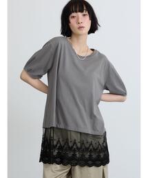 ◇【接触冷感】裾チュールチュニックTシャツ
