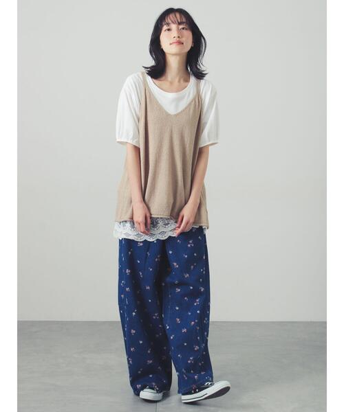 Samansa Mos2(サマンサ モスモス)の「◇【接触冷感】裾チュールチュニックTシャツ(Tシャツ/カットソー・レディース・ブラック/オフホワイト/グレー・F)」の7枚目の写真