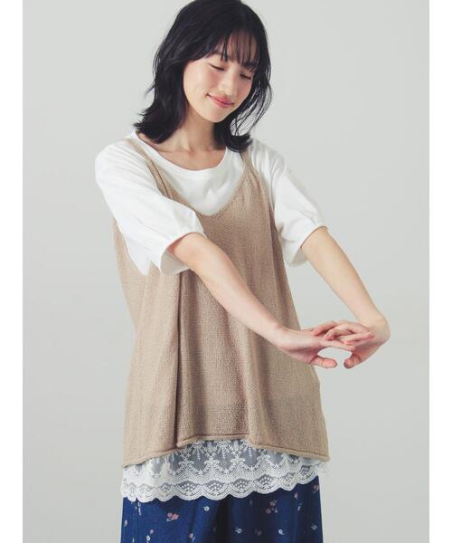 Samansa Mos2(サマンサ モスモス)の「◇【接触冷感】裾チュールチュニックTシャツ(Tシャツ/カットソー・レディース・ブラック/オフホワイト/グレー・F)」の8枚目の写真