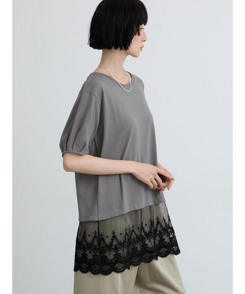 Samansa Mos2(サマンサ モスモス)の「◇【接触冷感】裾チュールチュニックTシャツ(Tシャツ/カットソー・レディース・ブラック/オフホワイト/グレー・F)」の16枚目の写真