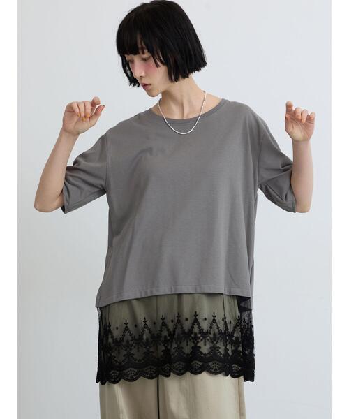 Samansa Mos2(サマンサ モスモス)の「◇【接触冷感】裾チュールチュニックTシャツ(Tシャツ/カットソー・レディース・ブラック/オフホワイト/グレー・F)」の17枚目の写真