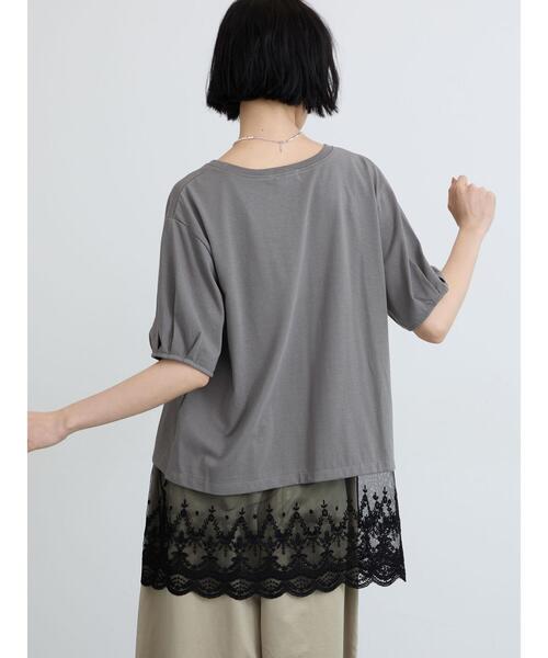 Samansa Mos2(サマンサ モスモス)の「◇【接触冷感】裾チュールチュニックTシャツ(Tシャツ/カットソー・レディース・ブラック/オフホワイト/グレー・F)」の19枚目の写真