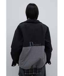 DEINET CHECK CONTRAST BOMBER JACKET IN BLACK