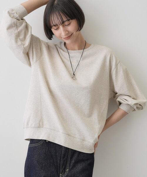 Dessin(デッサン)の「【洗える/6色展開】フォルムスリーブミニ裏毛 プルオーバー(Tシャツ/カットソー・レディース・ワインレッド/ライトグレー/ベビーピンク/ブルー/ライトベージュ/ブラック・01/03/02)」の1枚目の写真