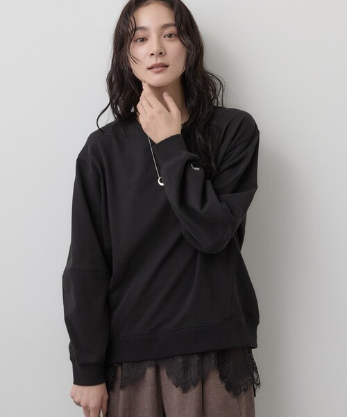 Dessin(デッサン)の「【洗える/6色展開】フォルムスリーブミニ裏毛 プルオーバー(Tシャツ/カットソー・レディース・ワインレッド/ライトグレー/ベビーピンク/ブルー/ライトベージュ/ブラック・01/03/02)」の2枚目の写真
