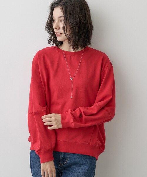 Dessin(デッサン)の「【洗える/6色展開】フォルムスリーブミニ裏毛 プルオーバー(Tシャツ/カットソー・レディース・ワインレッド/ライトグレー/ベビーピンク/ブルー/ライトベージュ/ブラック・01/03/02)」の6枚目の写真