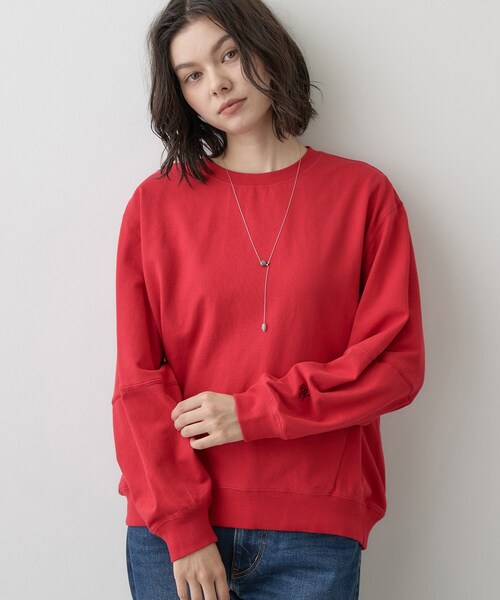 Dessin(デッサン)の「【洗える/6色展開】フォルムスリーブミニ裏毛 プルオーバー(Tシャツ/カットソー・レディース・ワインレッド/ライトグレー/ベビーピンク/ブルー/ライトベージュ/ブラック・01/03/02)」の7枚目の写真