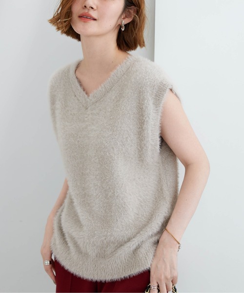 BELLUNA PLUS(ベルーナ)の「ラメシャギー素材Vネックニットベスト(ベスト・レディース・チャコール/ベージュ・X-LARGE/LARGE/MEDIUM)」の19枚目の写真