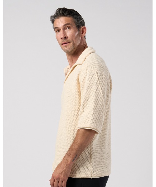 wjk（ダヴルジェイケイ）の「russell knit skipper polo H/S（ポロシャツ・メンズ・ネイビー/ブラック/ナチュラル・X-LARGE/LARGE/MEDIUM/SMALL）」の7枚目の写真