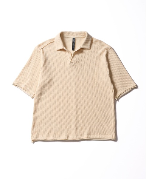 wjk（ダヴルジェイケイ）の「russell knit skipper polo H/S（ポロシャツ・メンズ・ネイビー/ブラック/ナチュラル・X-LARGE/LARGE/MEDIUM/SMALL）」の4枚目の写真