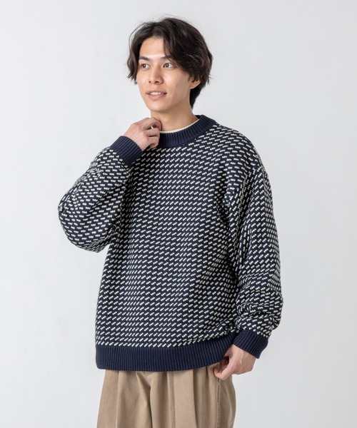 L.L.Bean（エルエルビーン）の「【JAPAN EDITION】ウェイン・セーター・バーズアイ（ニット/セーター・メンズ・ネイビー・MEDIUM/LARGE/SMALL）」の2枚目の写真