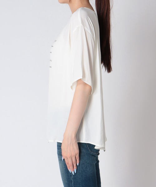 Jines(ジネス)の「ヴィンテージサテンメッセージTブラウス(シャツ/ブラウス・レディース・ホワイト/オリーブ・38)」の17枚目の写真