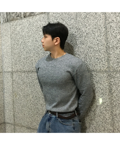 SENTAIR(センテア)の「カットオフバブル長袖Tシャツ_5color(Tシャツ/カットソー・メンズ・ブラック/アイボリー/グリーン/ライトグレー/チャコール・LARGE/MEDIUM)」の3枚目の写真