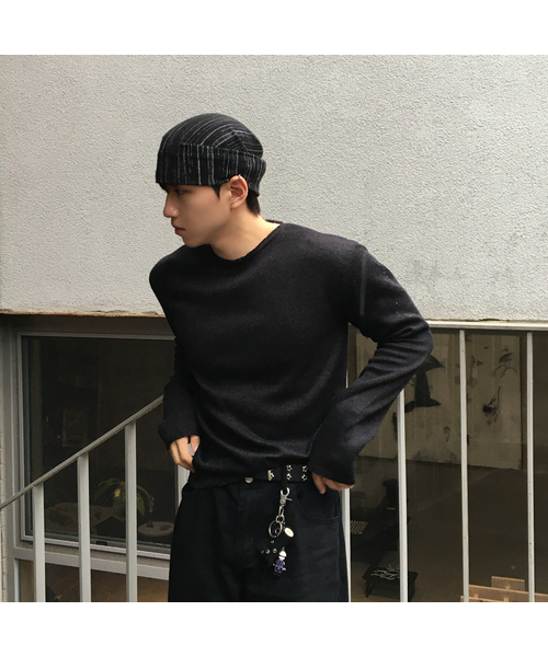 SENTAIR(センテア)の「カットオフバブル長袖Tシャツ_5color(Tシャツ/カットソー・メンズ・ブラック/アイボリー/グリーン/ライトグレー/チャコール・LARGE/MEDIUM)」の2枚目の写真