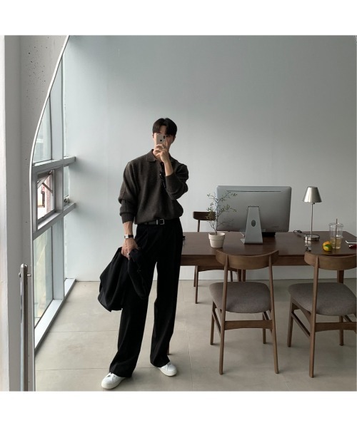 LOOKPLE(ルックプル)の「ワイドシルエット ワンタックスラックス(ウエストバックゴム仕様)(スラックス・メンズ・ブラック・MEDIUM/LARGE)」の6枚目の写真