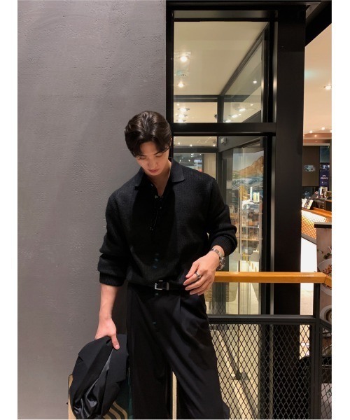 LOOKPLE(ルックプル)の「ワイドシルエット ワンタックスラックス(ウエストバックゴム仕様)(スラックス・メンズ・ブラック・MEDIUM/LARGE)」の10枚目の写真