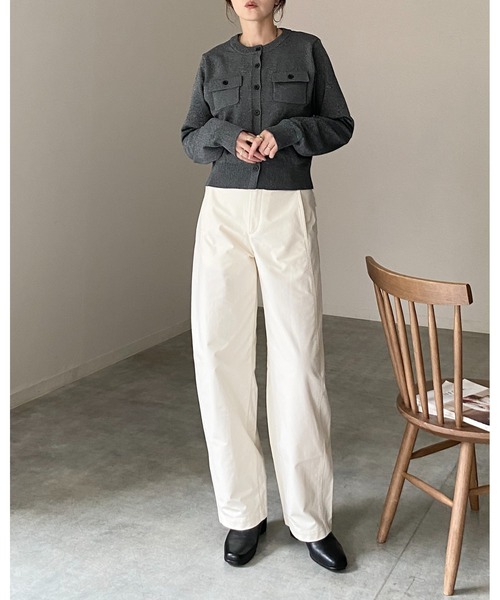 She's Closet(シーズクローゼット)の「長袖 フロント 胸ポケット 配色ボタン ショートニットカーディガン(カーディガン/ボレロ・レディース・ピンク/ブラック/チャコールグレー/アイボリー/ブラウン・FREE)」の16枚目の写真