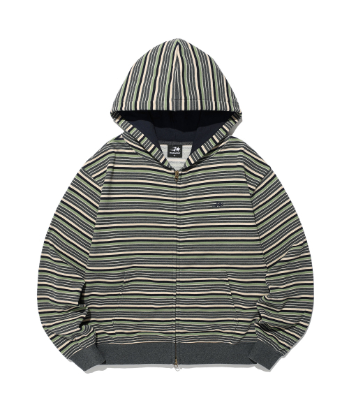 NICE GHOST CLUB(ナイスゴーストクラブ)の「ストライプ 3スター フーディー ジップアップ_GREEN(NG2GFUM483A)(パーカー・レディース・グリーン・SMALL/MEDIUM)」の1枚目の写真
