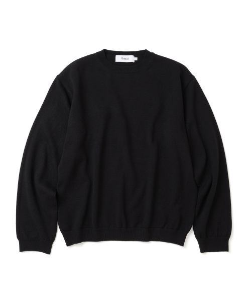 KNITTED(ニッティド)の「ベーシックエッセンシャルクロップラウンドニットBLACK(ニット/セーター・メンズ・その他・M/L/XL)」の1枚目の写真