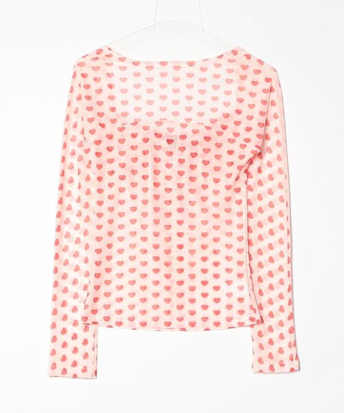 Dream garden(ドリームガーデン)の「ハート柄 シアー レイヤード カットソー(Tシャツ/カットソー・レディース・レッド・S/M/XL)」の2枚目の写真