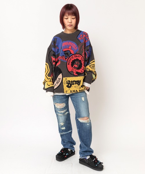 RNA（アールエヌエー）の「R4527 ダメージスリムストレートパンツ（デニムパンツ・レディース・ライトインディゴブルー/ダークインディゴブルー・MEDIUM）」の9枚目の写真