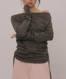 asymmetry gathering draped tops / アシンメトリーギャザードレープトップス