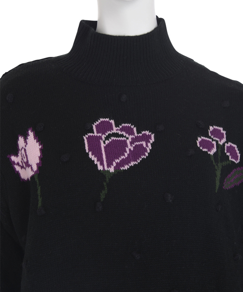 merry jenny（メリージェニー）の「ポンポンフラワーニット（ニット/セーター・レディース・ブラック/パープル・FREE）」の7枚目の写真