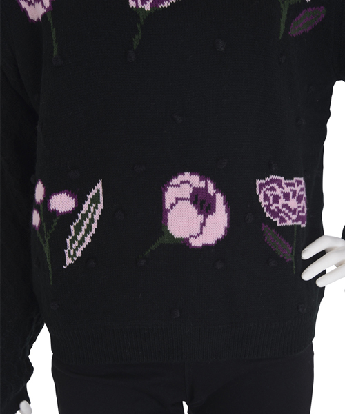 merry jenny（メリージェニー）の「ポンポンフラワーニット（ニット/セーター・レディース・ブラック/パープル・FREE）」の9枚目の写真