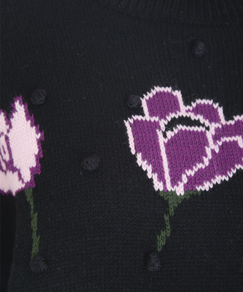 merry jenny（メリージェニー）の「ポンポンフラワーニット（ニット/セーター・レディース・ブラック/パープル・FREE）」の10枚目の写真