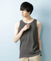 MONO-MART | ワッフル編みオーバーロングタンクトップ/サイドスリットヘムライン(タンクトップ)