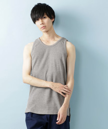 MONO-MART | ワッフル編みオーバーロングタンクトップ/サイドスリットヘムライン(タンクトップ)