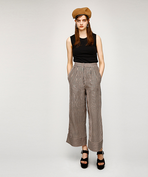 MOUSSY（マウジー）の「STRIPE PANTS（その他パンツ・レディース・ベージュ系その他/ダークネイビー・1/2）」の2枚目の写真