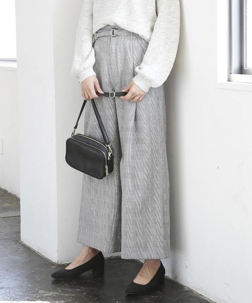 coen(コーエン)の「グレンチェックワイドパンツ(その他パンツ・レディース・ブラウン/ブラック・SMALL/LARGE/MEDIUM)」の1枚目の写真
