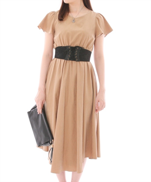 Clear クリア の ピーチベルト付きワンピース パーティー フォーマル 結婚式 ワンピース Wear