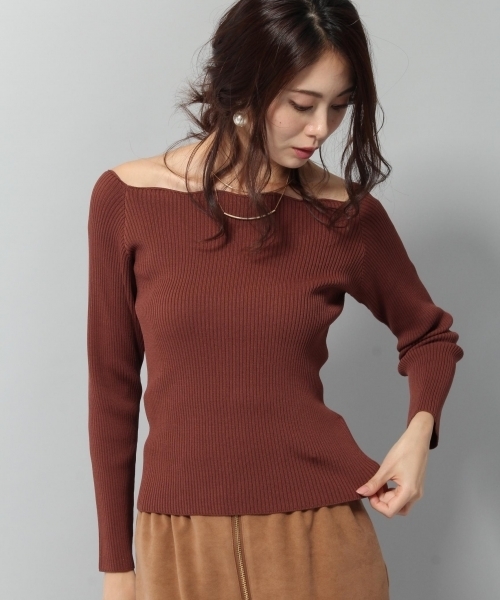 Andemiu（アンデミュウ）の「【ブルーWEB限定】スカラリブニットプルオーバーＬ／Ｓ774025（ニット/セーター・レディース・ブラック/グレー/ブラウン/ブルー/ピンク・FREE）」の3枚目の写真