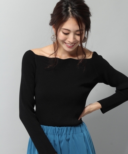 Andemiu（アンデミュウ）の「【ブルーWEB限定】スカラリブニットプルオーバーＬ／Ｓ774025（ニット/セーター・レディース・ブラック/グレー/ブラウン/ブルー/ピンク・FREE）」の2枚目の写真