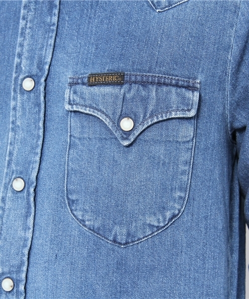HYSTERIC GLAMOUR(ヒステリックグラマー)の「LU加工デニム長袖ウエスタンSH(シャツ/ブラウス・メンズ・インディゴブルー/グレー・SMALL/MEDIUM/LARGE)」の7枚目の写真