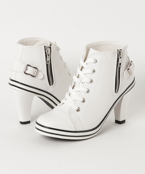 GeeRA(ジーラ)の「ヒールスニーカー(スニーカー・レディース・ホワイト/ブラック/ブラック×ホワイト・SMALL/MEDIUM/LARGE/X-LARGE)」の2枚目の写真