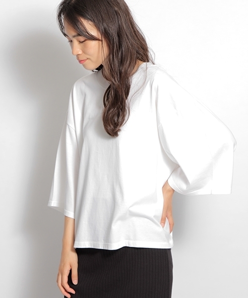 niko and...(ニコアンド)の「トリプルXLピースダイTシャツ(Tシャツ/カットソー・レディース・ホワイト/ライトブルー/ブラック/ブラウン/ライトベージュ・FREE)」の1枚目の写真