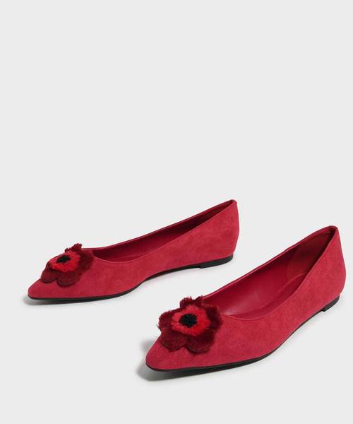 CHARLES & KEITH（チャールズ & キース）の「ファーリーフローラルディテールバレリーナ / FURRY FLORAL DETAIL BALLERINAS（バレエシューズ・レディース・ブラック/レッド/ゴールド系その他・22.5cm/23cm/23.5cm/24.5cm/25cm/25.5cm）」の11枚目の写真