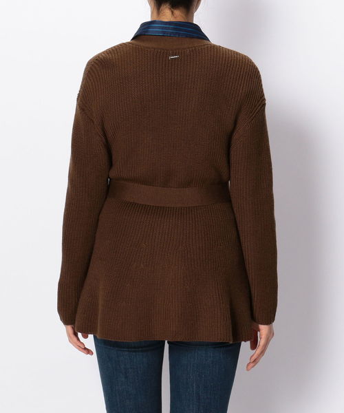 NARACAMICIE（ナラカミーチェ）の「フレアーヘムビックシルエットVカーディガン（カーディガン/ボレロ・レディース・ブラック/ブラウン・MEDIUM/X-LARGE）」の3枚目の写真