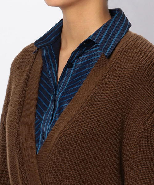 NARACAMICIE（ナラカミーチェ）の「フレアーヘムビックシルエットVカーディガン（カーディガン/ボレロ・レディース・ブラック/ブラウン・MEDIUM/X-LARGE）」の15枚目の写真