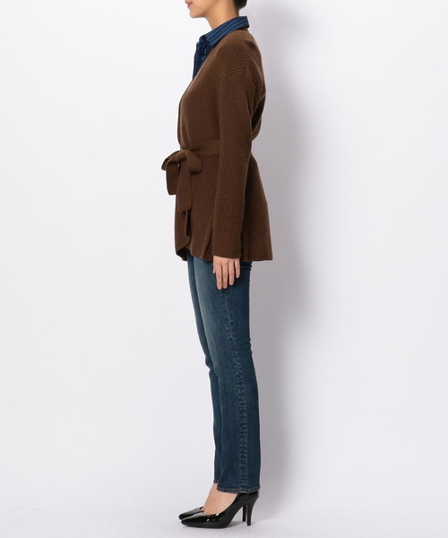 NARACAMICIE（ナラカミーチェ）の「フレアーヘムビックシルエットVカーディガン（カーディガン/ボレロ・レディース・ブラック/ブラウン・MEDIUM/X-LARGE）」の4枚目の写真