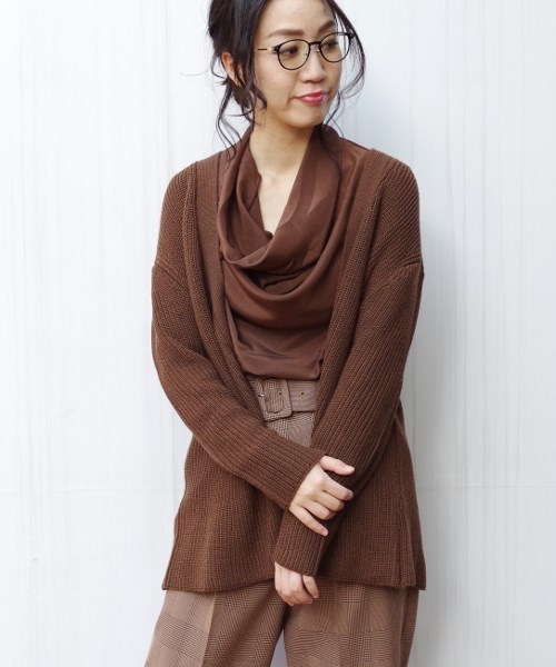 NARACAMICIE（ナラカミーチェ）の「フレアーヘムビックシルエットVカーディガン（カーディガン/ボレロ・レディース・ブラック/ブラウン・MEDIUM/X-LARGE）」の20枚目の写真