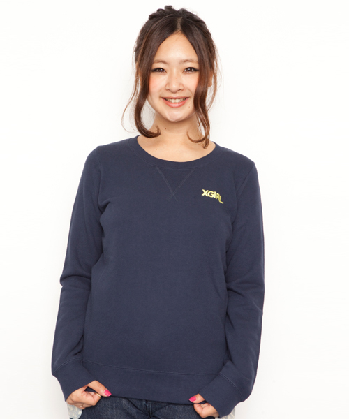 X-girl(エックスガール)の「BASIC SWEAT TOP(スウェット・レディース・ブラック/アッシュグレー/ピンク/イエロー/ネイビー・1/2)」の3枚目の写真