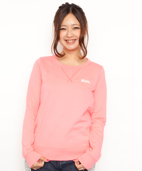 X-girl(エックスガール)の「BASIC SWEAT TOP(スウェット・レディース・ブラック/アッシュグレー/ピンク/イエロー/ネイビー・1/2)」の5枚目の写真